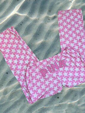 Y2K Victorias Secret PINK star printed pajama pants & metallic silver detailing